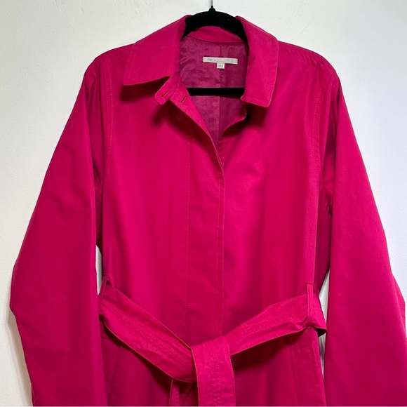 Gap Hot Pink Belted Trench Coat Fully Lined Spring Jacket Size M - Picture 3 of 8
